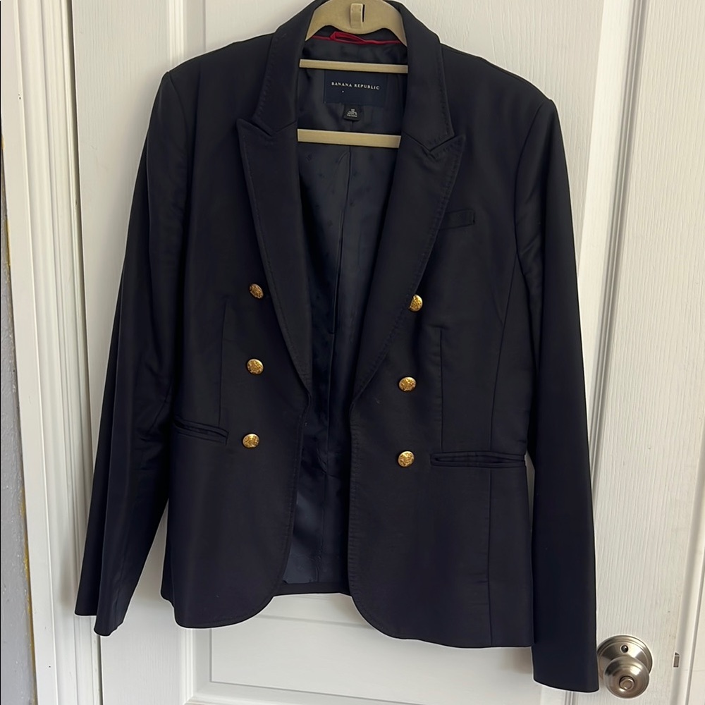 Banana Republic Black and Gold Blazer Classic Suit Jacket - Picture 2 of 4